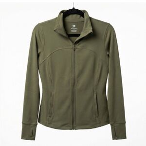 ALL IN MOTION Olive Green Full Zip Running Jacket Women’s Small Thumbholes Yoga